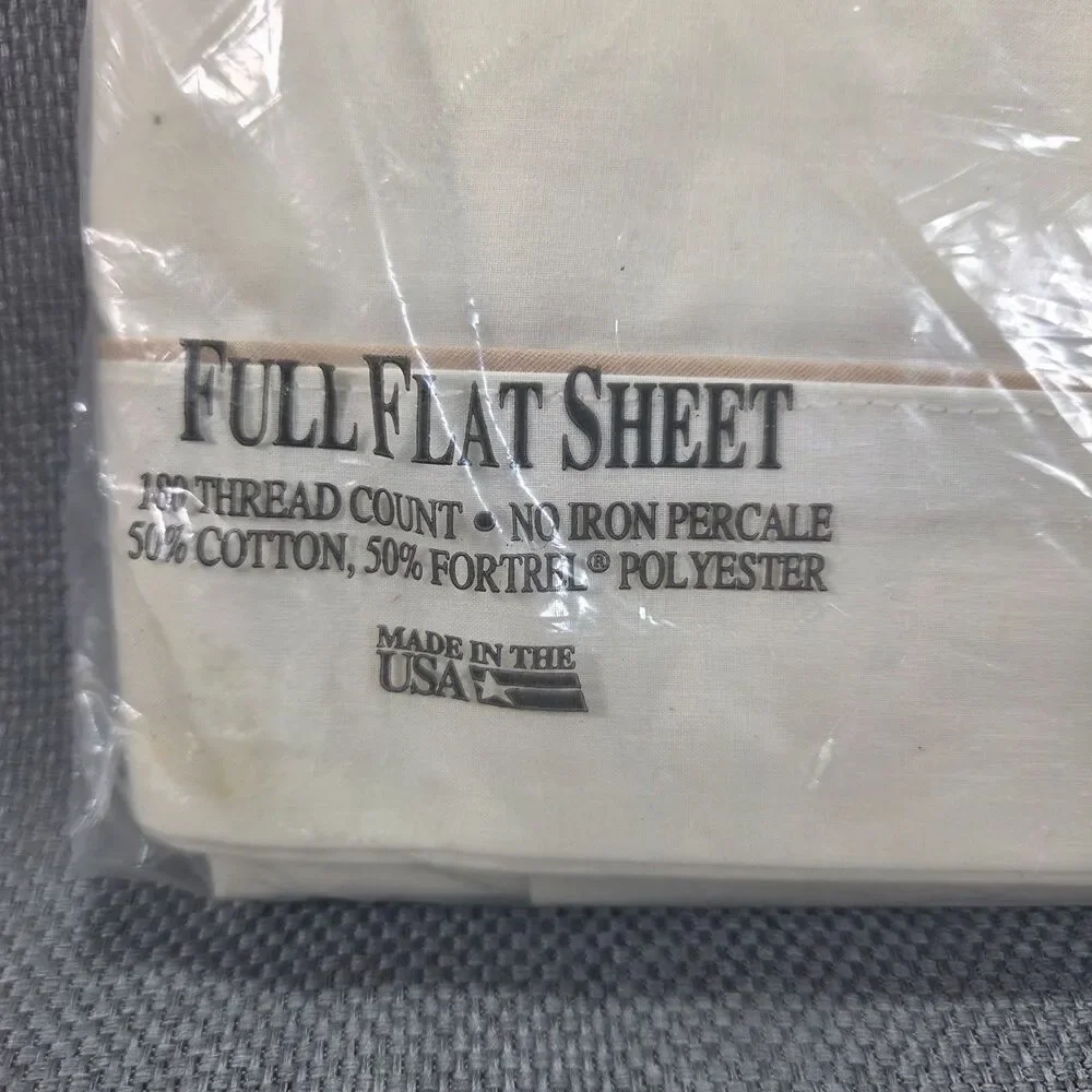 Jubilee Percale by Cannon Vintage Full Flat Sheet 180 Thread Count Off White